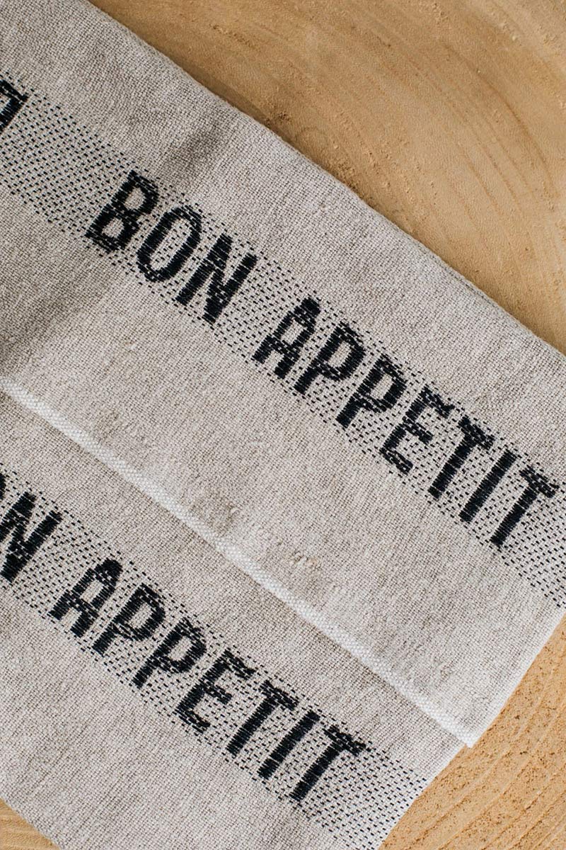 Charvet Editions Tea Towel – Bon Appetit Blacknatural 2