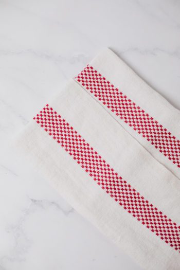 Charvet Editions Tea Towel Lustucru Red On Bleached Linen