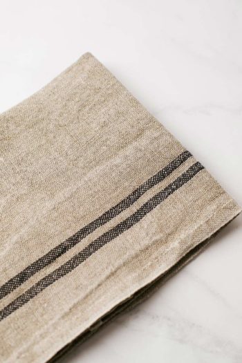 Charvet Editions Tea Towel Black Stripe On natural