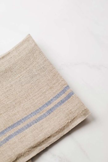 Charvet Editions Tea Towel Blue Stripe On natural